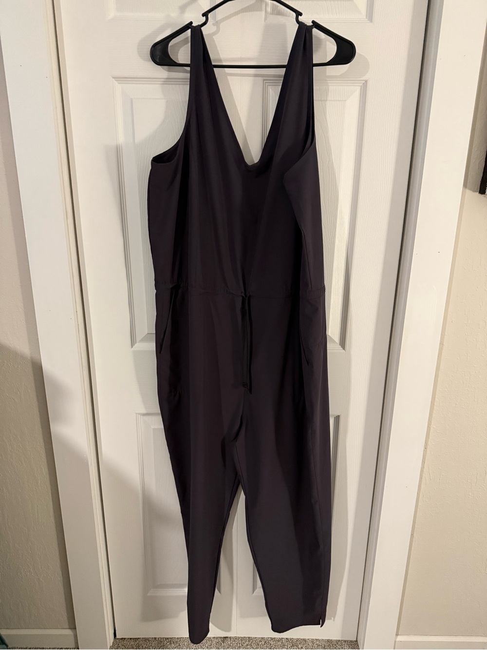 Patagonia Grey Sleeveless V-Neck Jumpsuit with Drawstring Waist